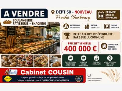 Vente boulangerie pâtisserie snack à Octeville