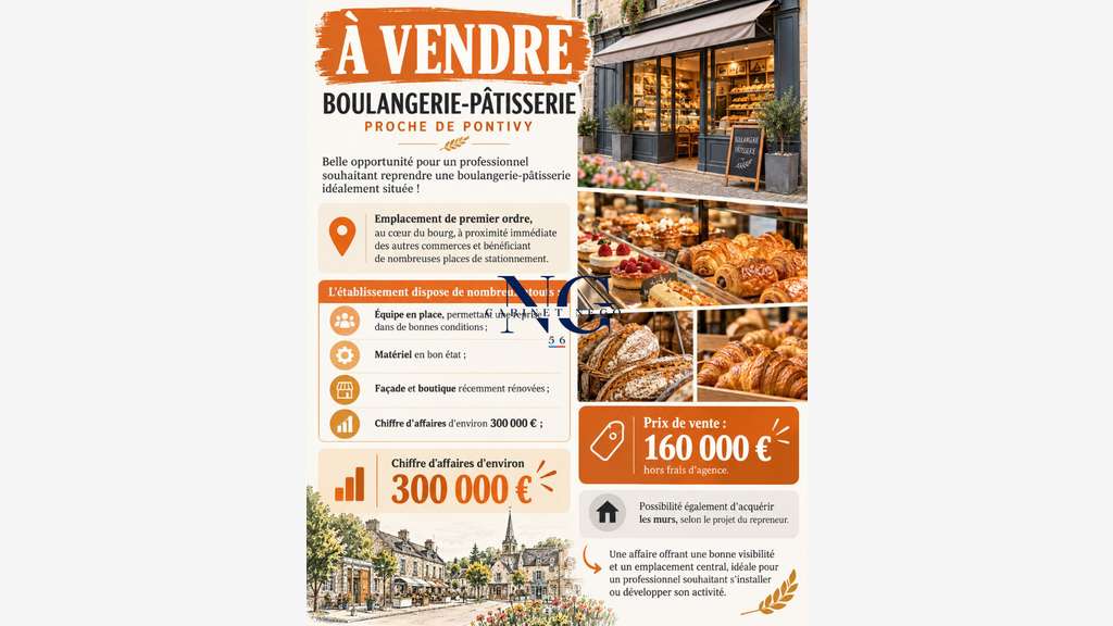 A vendre boulangerie Patisserie region de Pontivy