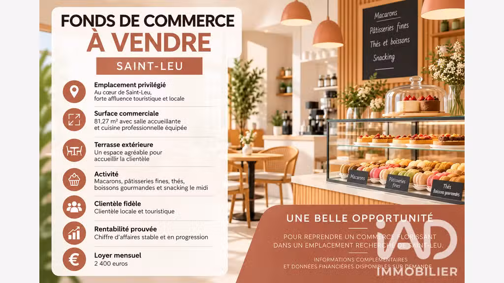 Vente boulangerie patisserie à Saint-Leu