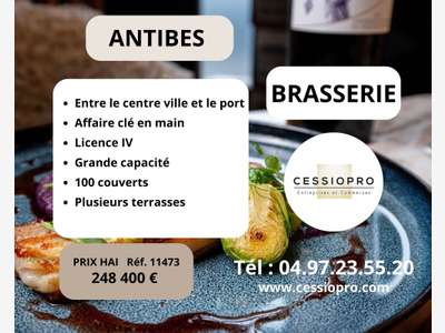 Vente brasserie clé en main licence IV à Antibes