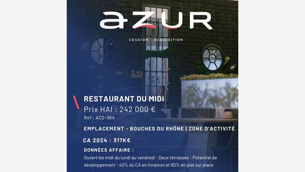 VENTE Restaurant du midi en zone industrielle