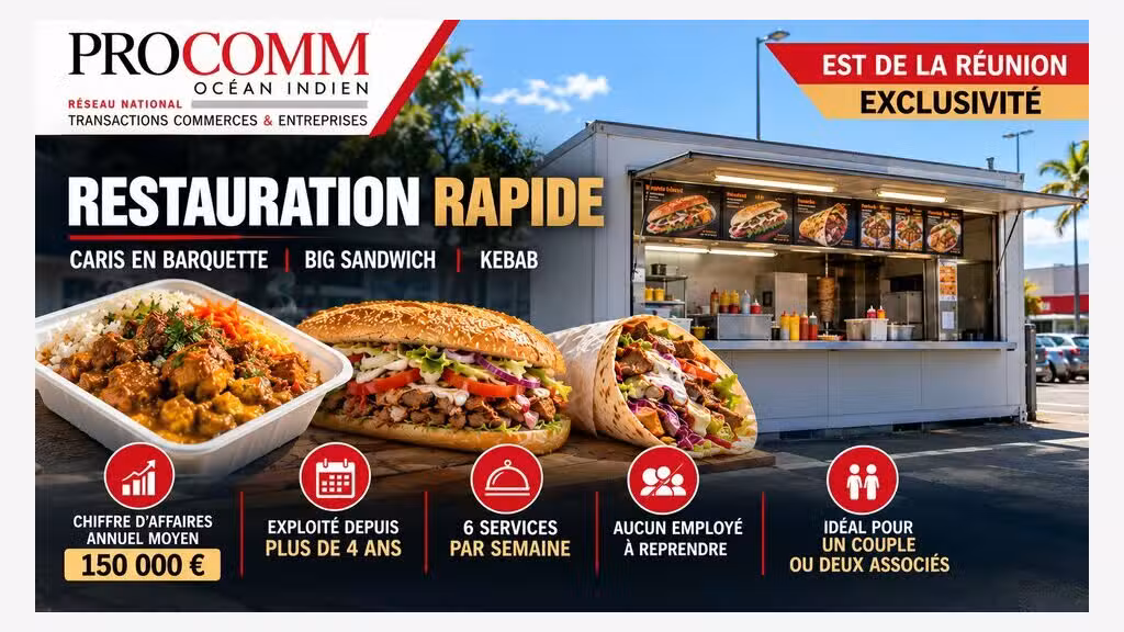 FDC restauration rapide à vendre Est de la Réunion