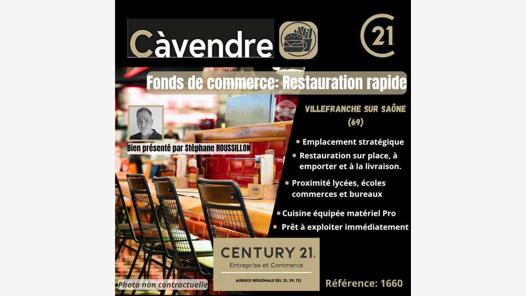 Vente restauration rapide à Villefranche-sur-Saône