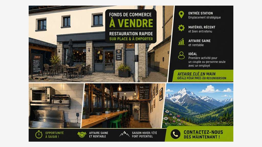 Vente FDC restauration rapide en station de Savoie