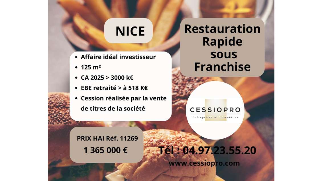 Vente restauration rapide sous franchise à Nice