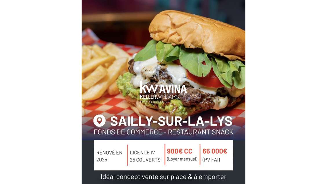 Vente restaurant rapide empl stratégiq Sailly 65K€