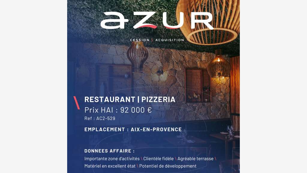 VENTE Pizzeria clé en main à Aix-en-Provence