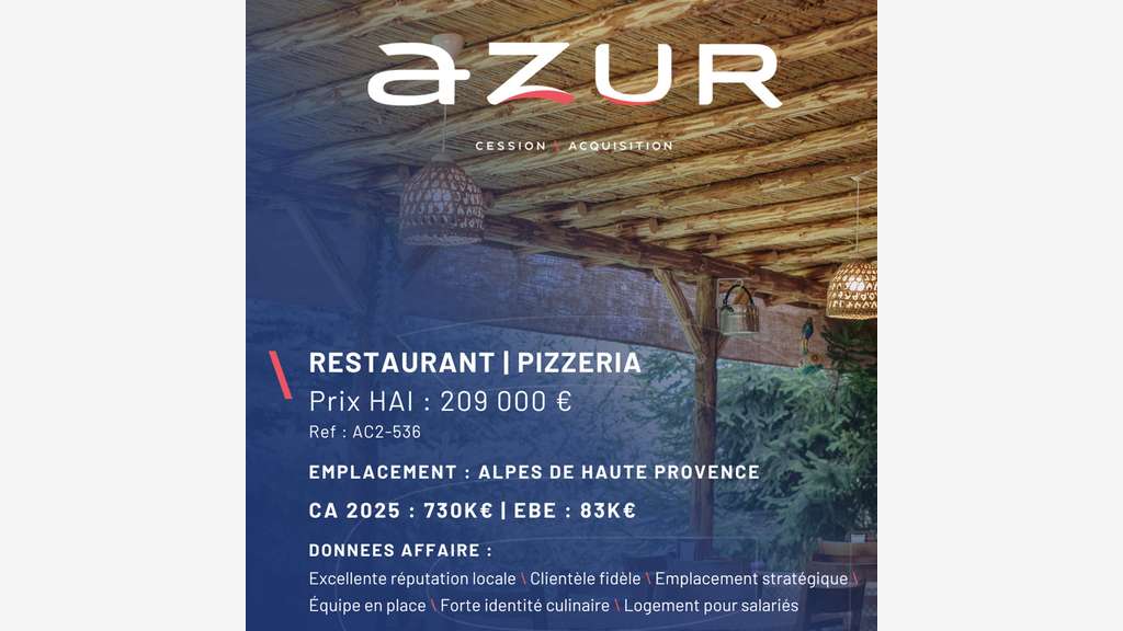 VENTE Restaurant ville dynamique Alpes Hautes Prov