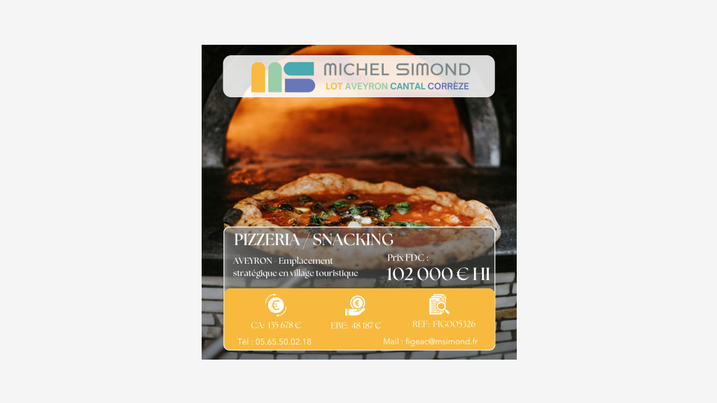 Vente belle pizzeria snack  village touristique 12