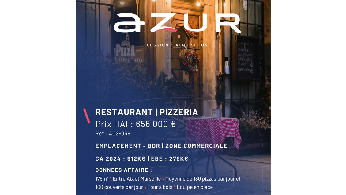 VENTE Restaurant Pizzeria en zone commerciale