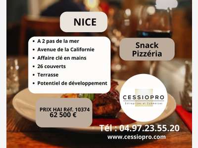 Vente snack-pizzeria prox mer à Nice Californie