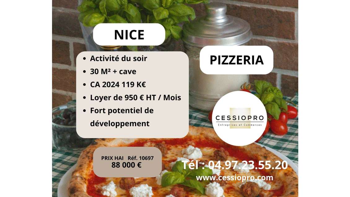 AV pizzeria activité du soir fort potentiel Nice