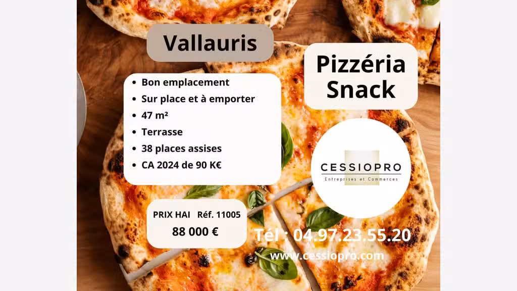 Vente pizzéria snack bon emplacement Vallauris