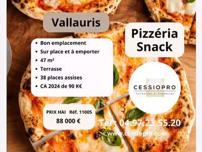 Vente pizzéria snack bon emplacement Vallauris