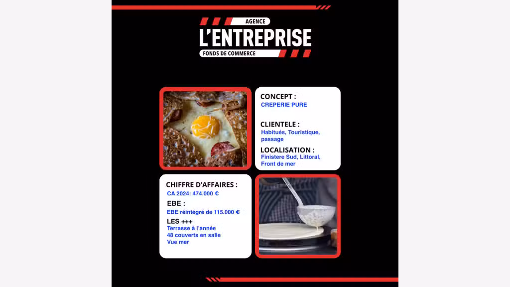 A vendre crêperie pure front de mer en Bretagne