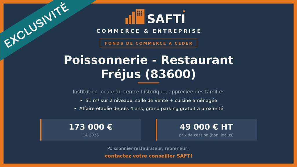 Vente poissonnerie et restaurant 51m² à Fréjus