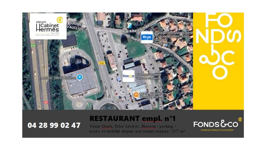 AV restaurant empl N°1 zone comm à St Paul (26)