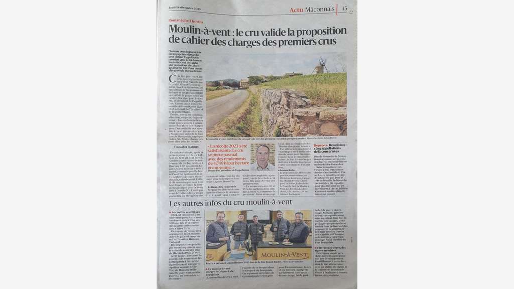 A vendre vignes AOC Moulin à Vent 3.5ha Bourgogne