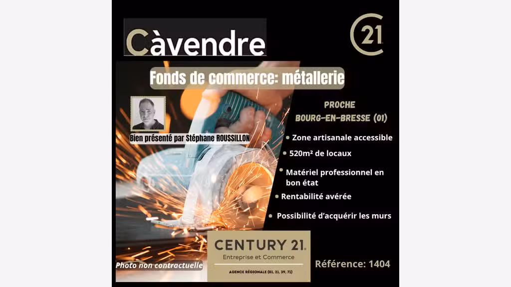 Vente TPE Métallerie proche de Bourg En Bresse