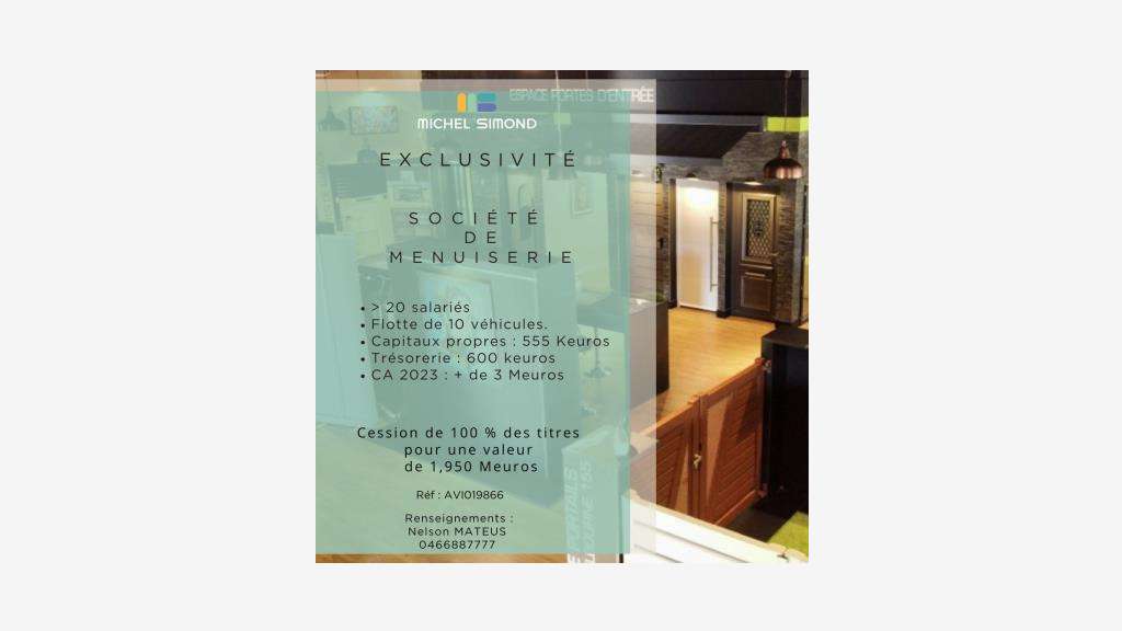 Vente menuiserie 20 salariés 10 véhicules au Gard
