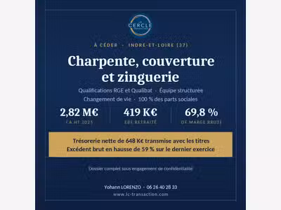 Charpente et couverture 37 – EBE R. 419 K€