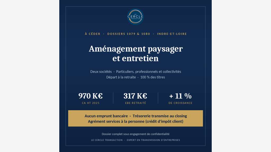 Paysagiste & entretien 37 – EBE R. 317 K€