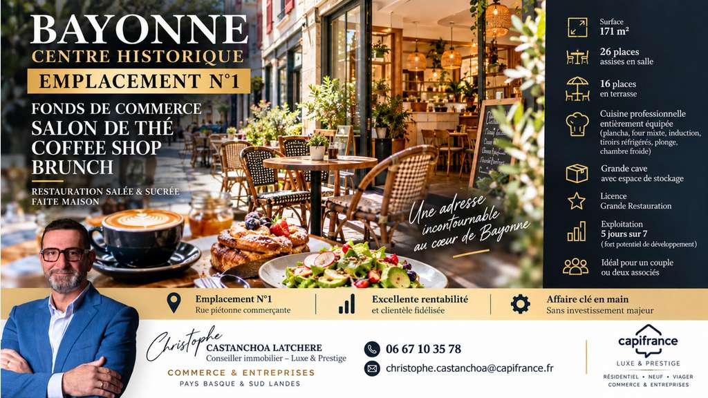 Vente FDC restauration à Bayonne emplacement N°1