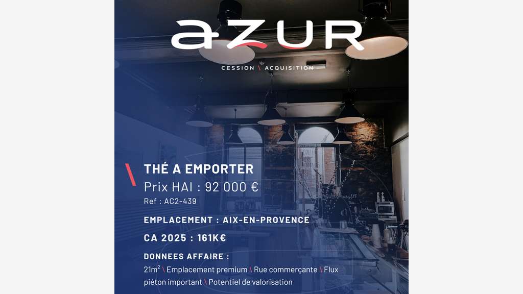 VENTE Boutique spécialisée en thé à emporter Aix