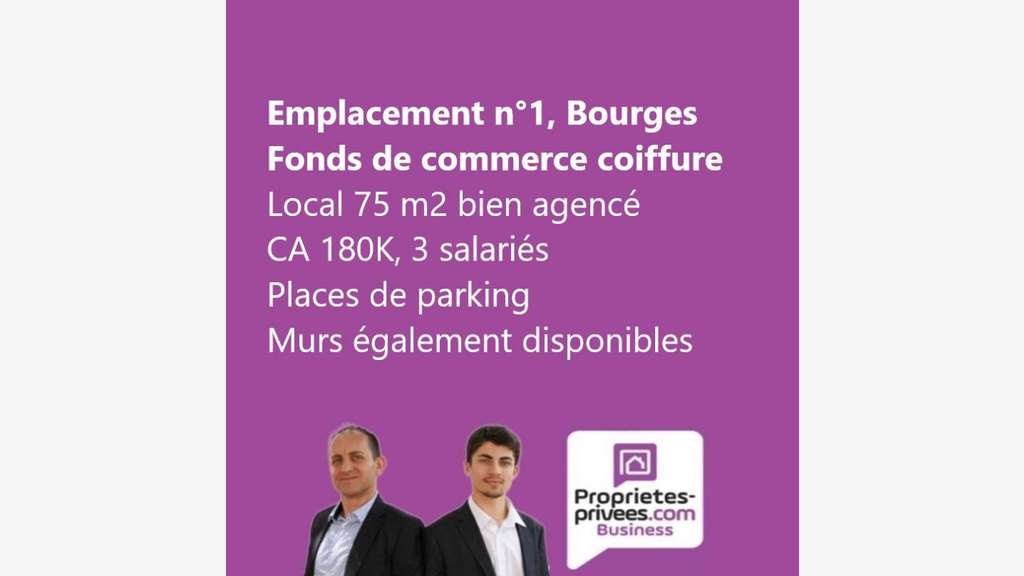 Vente salon de coiffure emplacement N°1 à Bourges