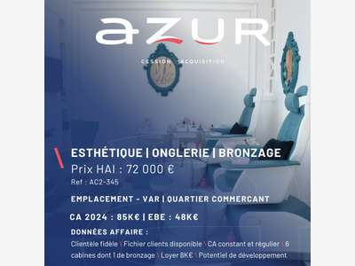 VENTE Salon esthétique Onglerie Bronzage Var