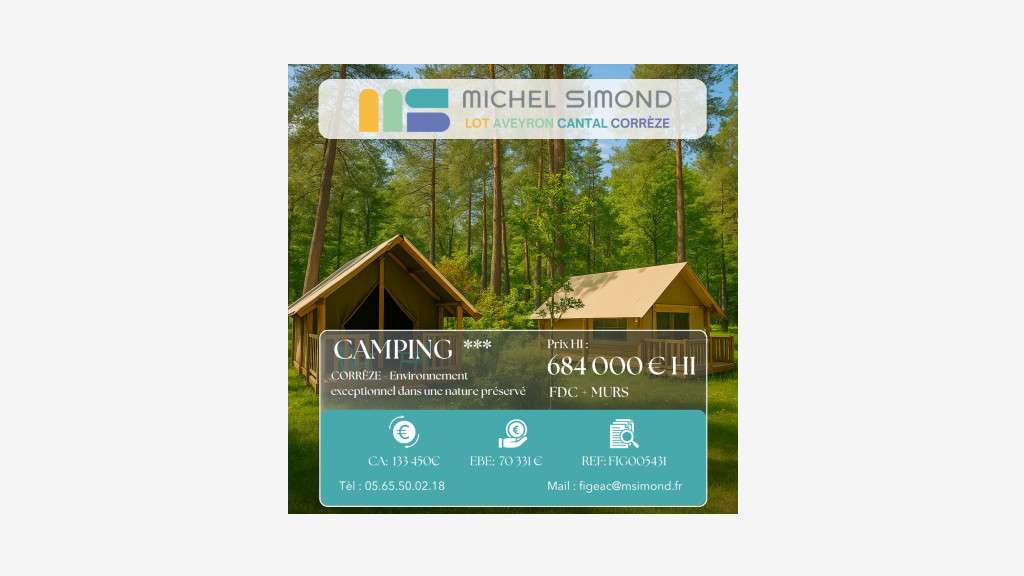 CAMPING 3* AVEC PISCINE, MAISON D’HABITATION ET P