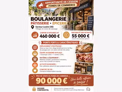 BOULANGERIE-PÂTISSERIE-ÉPICERIE RENTABLE CA 460K€