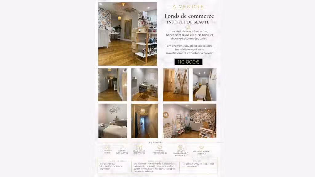 INSTITUT DE BEAUTÉ & BIEN-ÊTRE FONDS DE COMMERCE