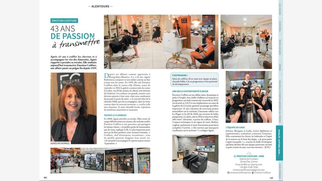 Salon de coiffure à transmettre au coeur des Alpes