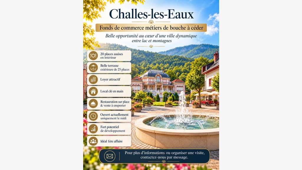 Restaurant à céder à Challes-les-Eaux