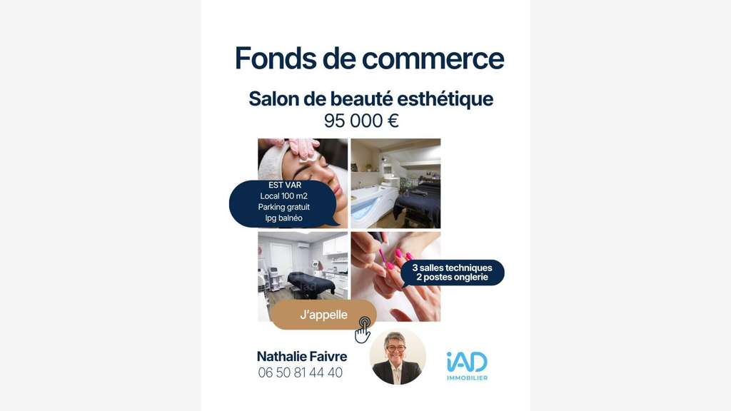 Vente salon d’esthétique Canton de fayence