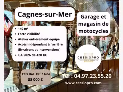 Vente garage et magasin de motocycles Cagnes/mer