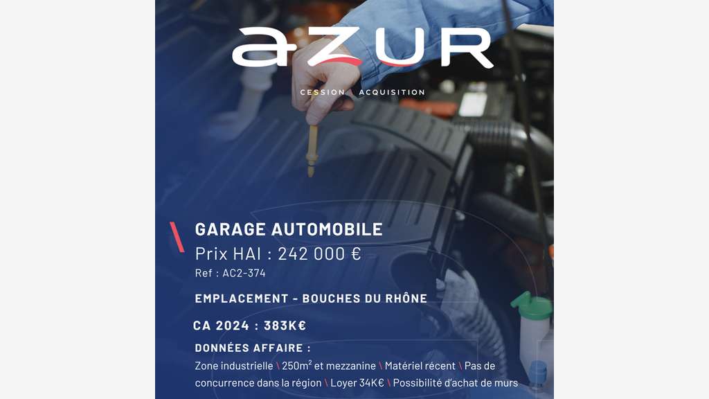 VENTE Garage automobile en zone industrielle
