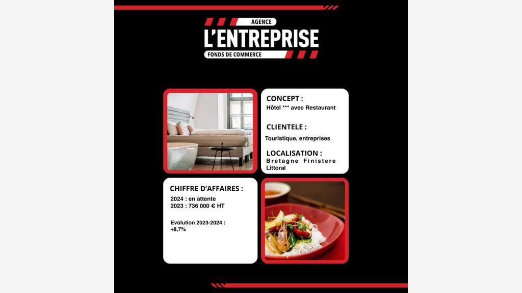 Vente fonds de commerce hôtel restaurant à Brest