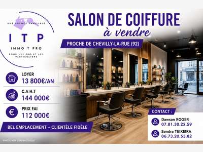 Vente magnifique salon de coiffure proche Chevilly