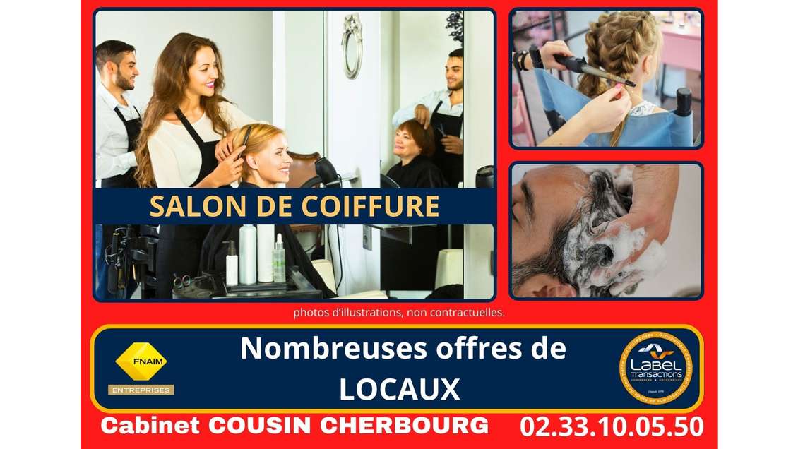 Vente salon de coiffure mixte proche  Tourlaville