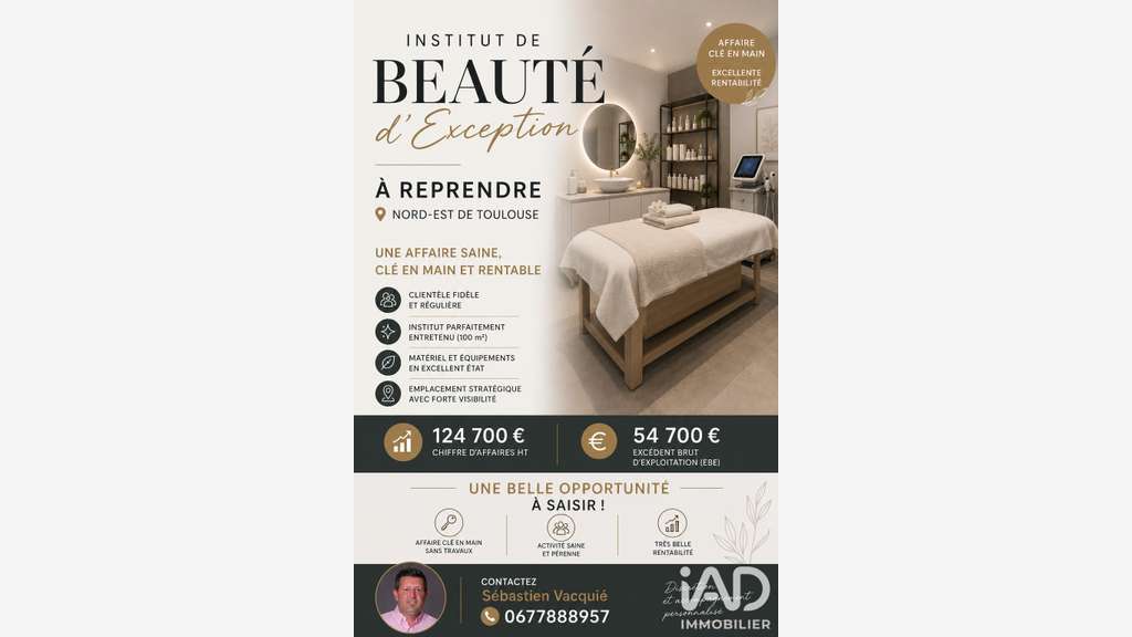Vente institut de beauté d’exception à Toulouse