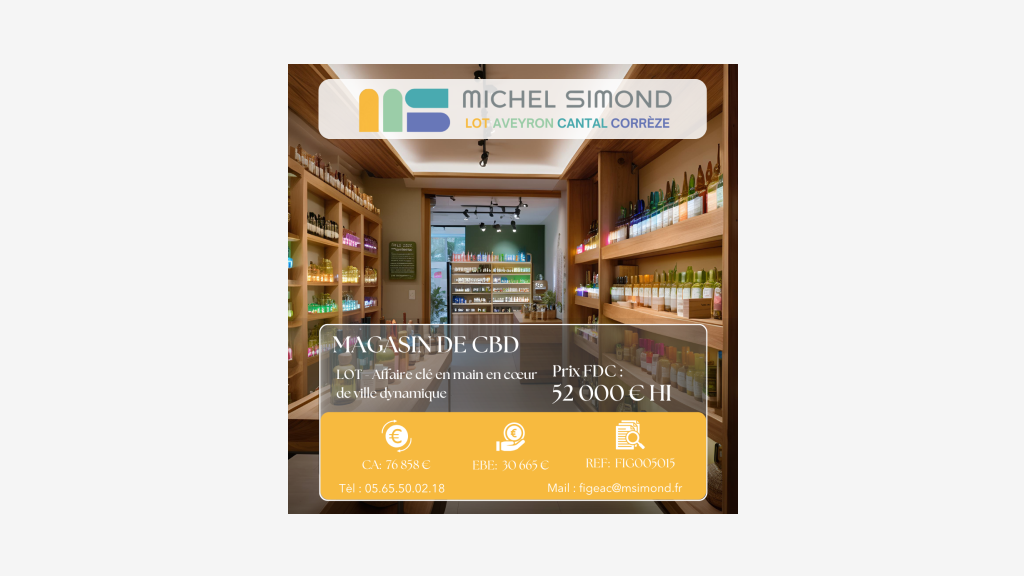 Vente fonds de commerce magasin cbd dans le Lot
