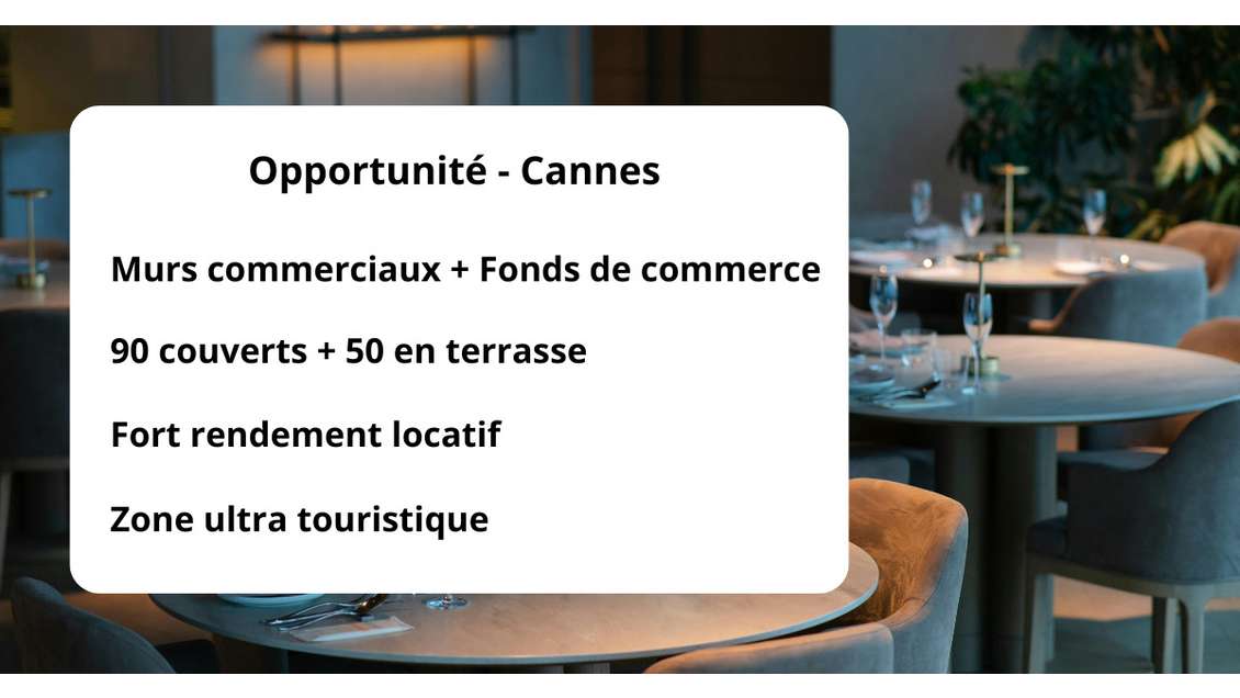 Vente murs et fonds de restaurant à Cannes centre