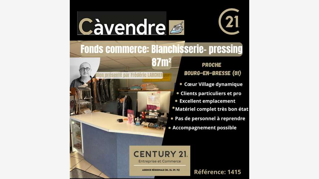 Vente pressing blanchisserie prox Bourg en Bresse