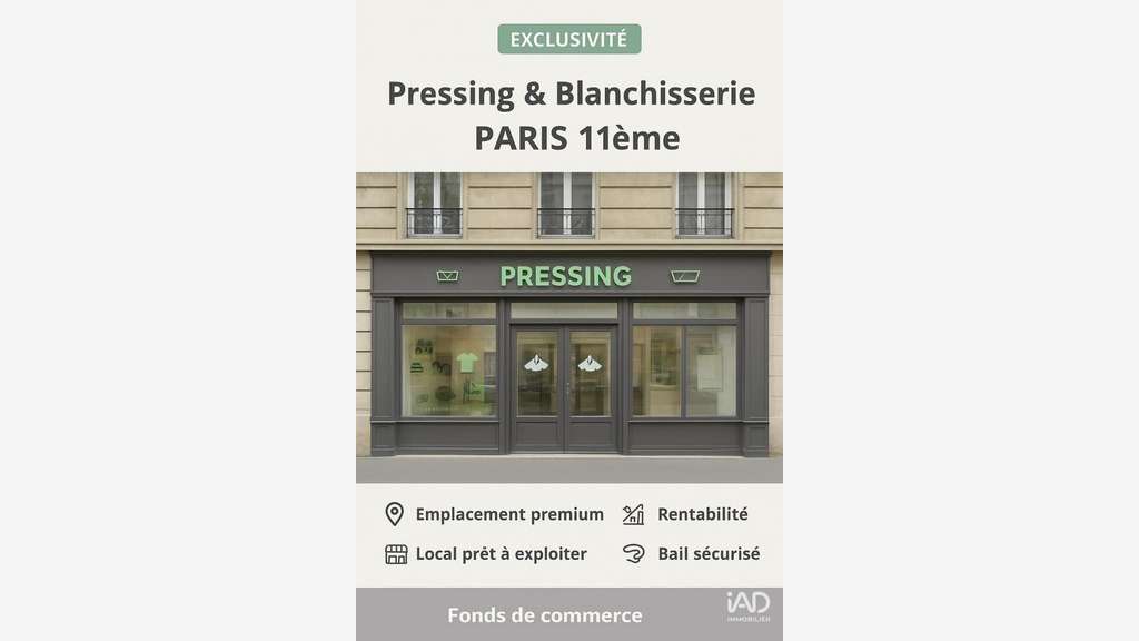 Vente pressing & blanchisserie à Paris 75011