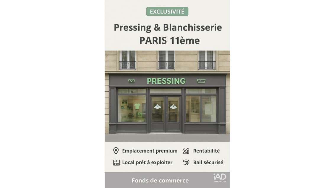 Vente pressing & blanchisserie à Paris 75011