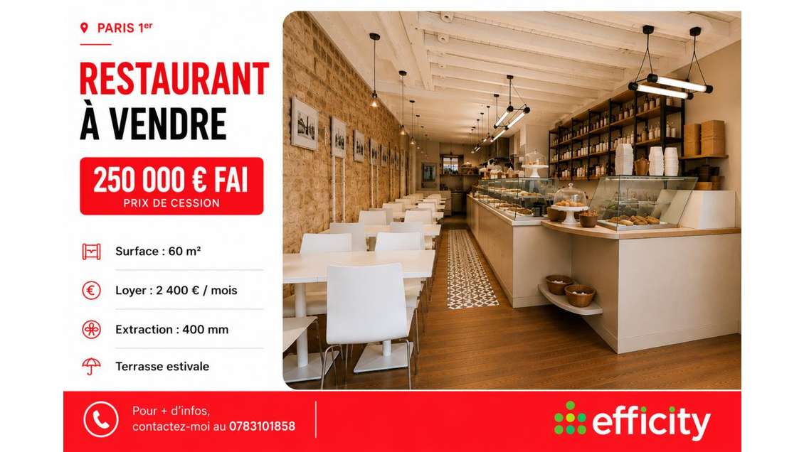 Vente FDC restauration 75001 Paris centre