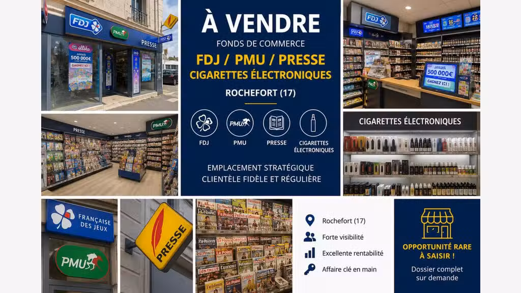 Vente fonds de commerce FDJ PMU presse à Rochefort
