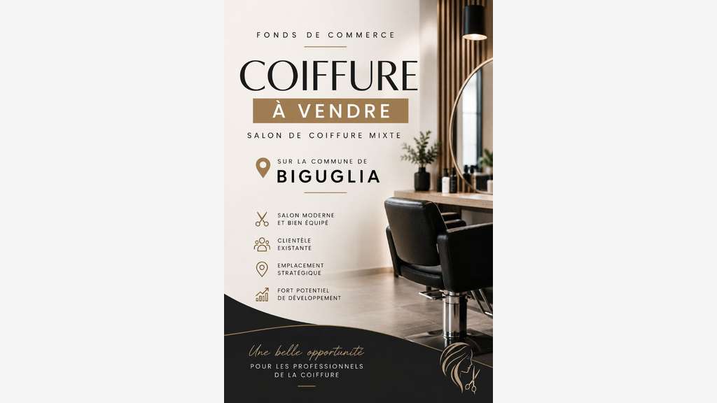 Vente FDC salon de coiffure mixte à Biguglia
